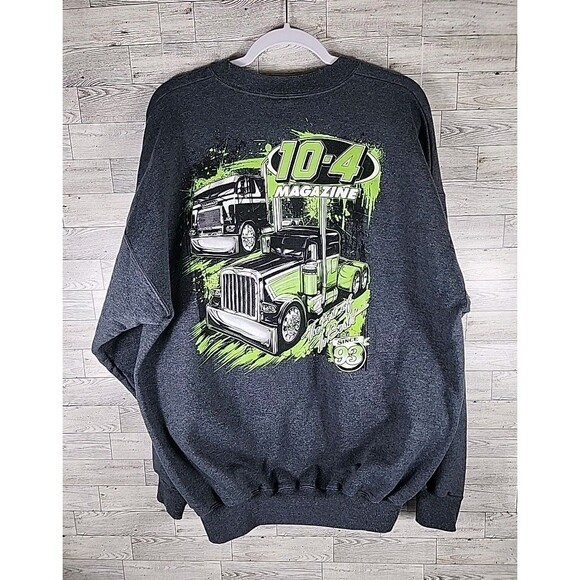 Vintage 10-4 Magazine Heavy Crewneck Sweatshirt XL HANES Trucker Semi 90s - Picture 1 of 7